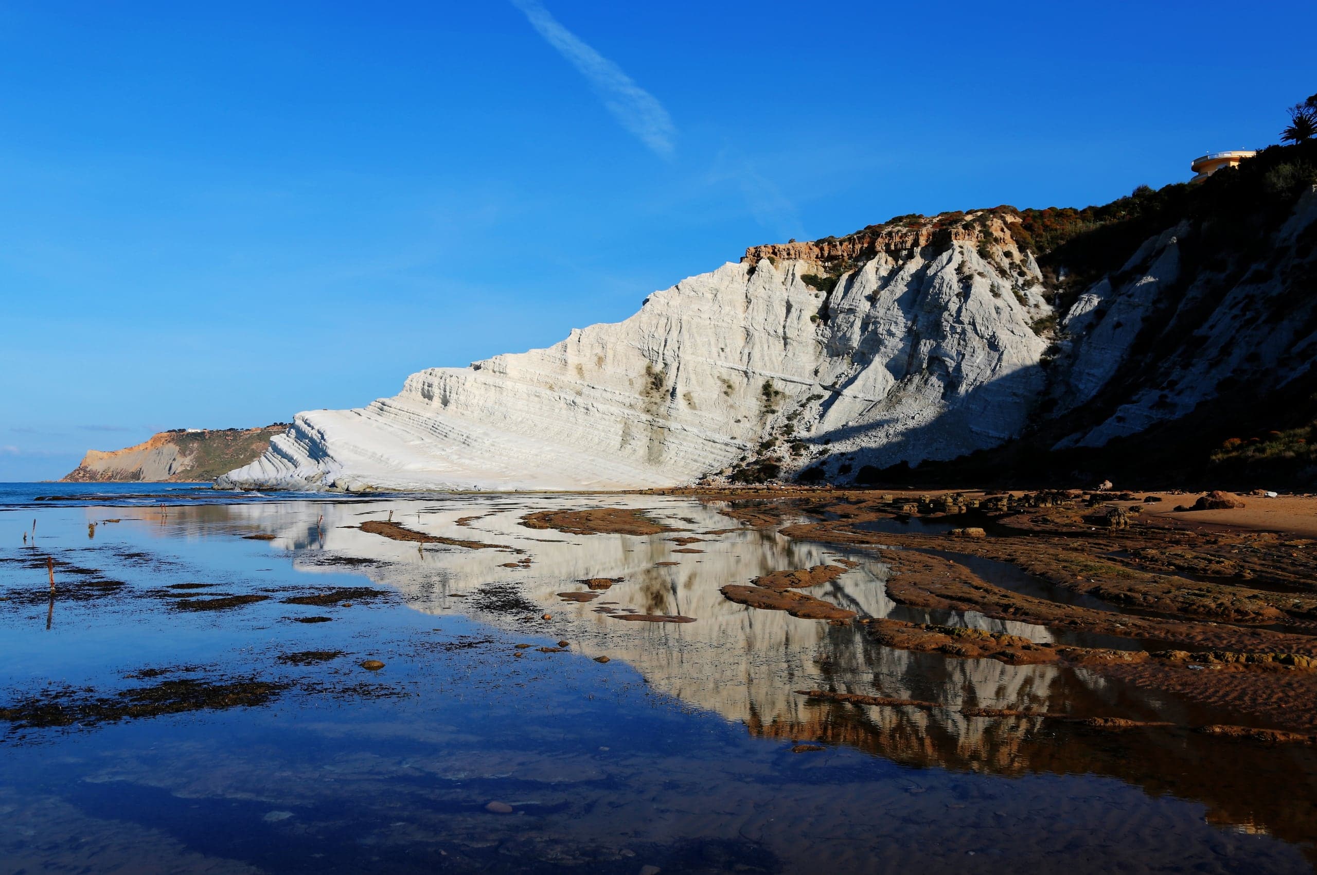 White limestone terraces of Scala dei Turchi above the blue Sicilian coast